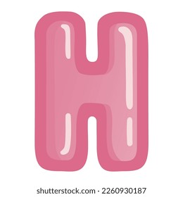 Letter H Pink Bold Alphabet Font Doodle Drawing Vector Art