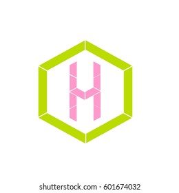 letter H pink color logo vector