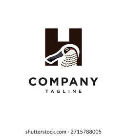 Letter H Pink-eared Duck Logo Icon Vector