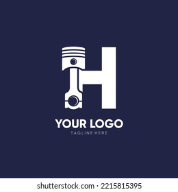 Letter H Piston Logo Design Vector Icon Graphic Emblem Illustration