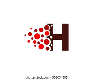 Letter H Pixel Dot Circle Spread Logo Design Template