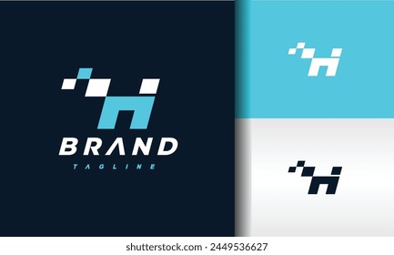 letter H pixel fast logo