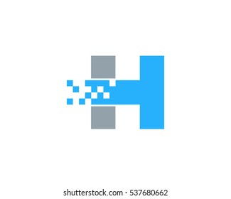 Letter H Pixel Logo Design Template Element