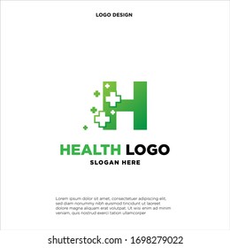 Letter H Pixel logo, Plus sign logo, Medical health care hospital symbol, Technology and digital logotype