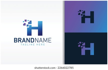 vector de logotipo de píxeles H de letra