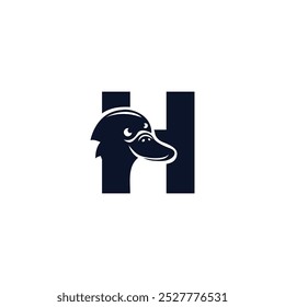 Buchstabe H Platypus-Logo-Ikone, Vektor.