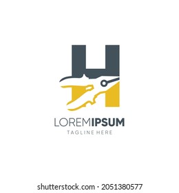 Letter H Pliers Logo Design Vector Icon Graphic Emblem Illustration Background Template