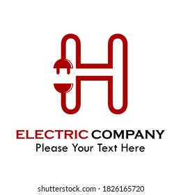 letter h with plug symbol logo template illustration. suitable for electric, thunder, computer, lightning brand, mark etc