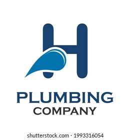 Letter h plumbing with water logo template illustration