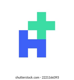 Letter H plus health medical logo design