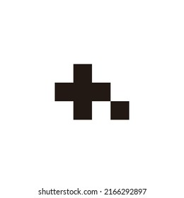 Letra h plus, símbolo geométrico cuadrado simple vector logo