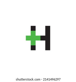 The letter H plus. square, simple symbol logo vector