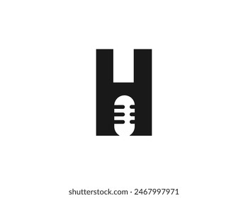 Letter H and podcast logo design concept with simple and modern styles.