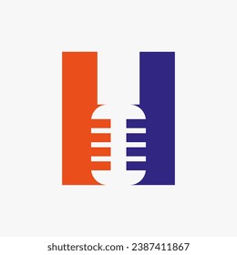 Letter H Podcast Logo. Music Symbol Vector Template