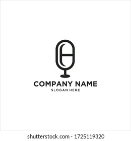 letter h Podcast. Vector flat illustration, icon, logo design on white background.