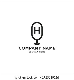letter h Podcast. Vector flat illustration, icon, logo design on white background.