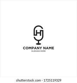 letter h Podcast. Vector flat illustration, icon, logo design on white background.