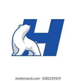Letter H with polar bear logo icon design template elements. Vector sign