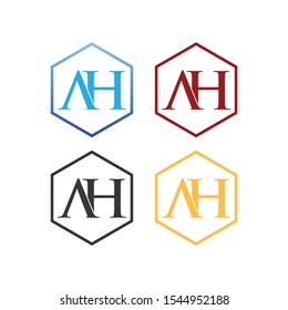 letter A and H in poligon logo SET vector