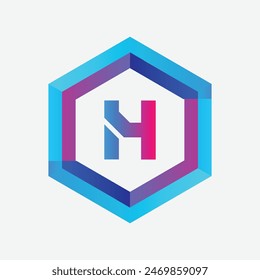 LETTER H POLYGON LOGO DESIGN CONCEPT BRANDING