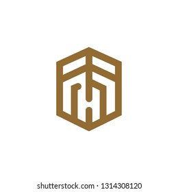 Letter H in polygon shield logo template