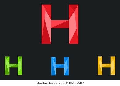 Letter H Polygonal Logo Vector Illustration. low poly, geometric design