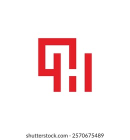 letter h power button square simple geometric logo vector 