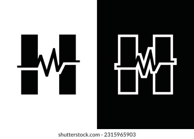 letter H with pulse line or graphic line for initials or name logo medical, marketing, business, modern logo and many more.