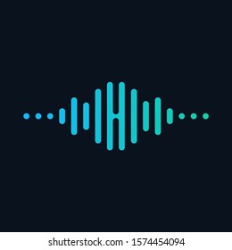 letter H with Pulse music player element. Logo template electronic music, equalizer, store, dj, nightclub, disco. Audio wave logo concept, Multimedia Technology themed, Abstract Shape. - vector