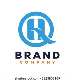 letter h q logo design circle template