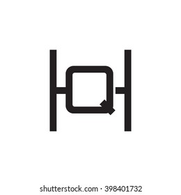 letter H and Q monogram square shape logo black