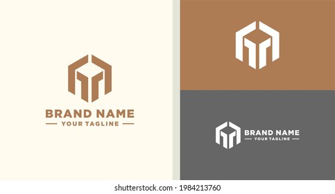 LETTER H AND LETTER R LOWERCASE LOGO SPARTAN HEXAGON LUXURIOUS EDITABLE