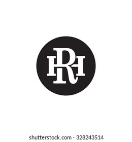 letter H and R monogram circle logo