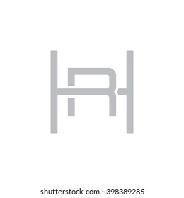 letter H and R monogram square shape logo gray