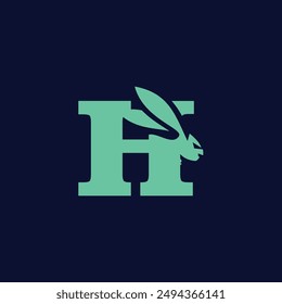 Letter H Rabbit logo icon vector 