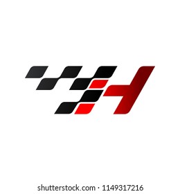 Letter H with racing flag logo