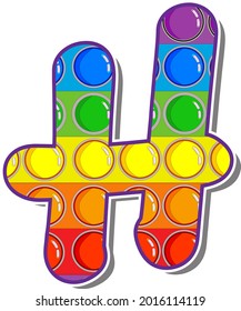 Letter H. Rainbow colored letters in the form of a popular children's game pop it. Bright letters on a white background. 