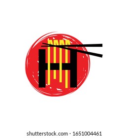 Letter H Ramen Noodle Restaurant Logo Design.