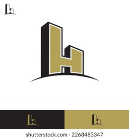 Letter h real estate, apartment logo design - vector illustration