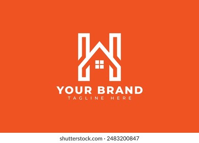 Letter H Real Estate Logo. Geometric Monogram Logotype Concept. Typography Brand, Business related with Construction, Architecture, Building, House, Home, Apartment, Architecture, Construction, Resort