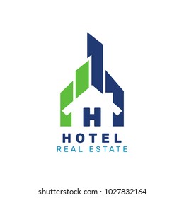 Letter H real estate vector logo template. Creative Building Concept Logo Design.