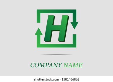 Letter H with rectangle arrow. vector illustration. logo for your company