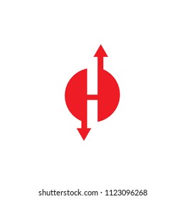 letter H red arrow logo vector