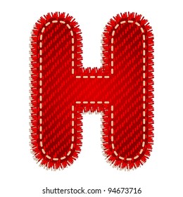 Letter H from red textile alphabet