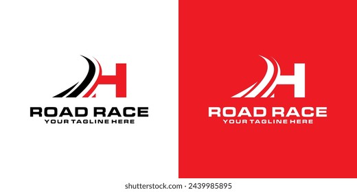 letter H and road racing logo designs, racing logos, asphalt, asphalt roads, automotive and workshops