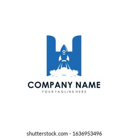 Letter H Rocket Logo Design.