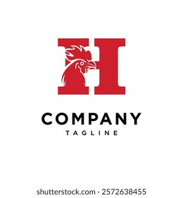 Letter H Rooster Logo Icon Vector