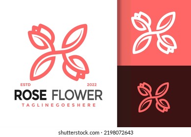 Letter H Rose Flower Logo Design, brand identity logos vector, modern logo, Logo Designs Vector Illustration Template