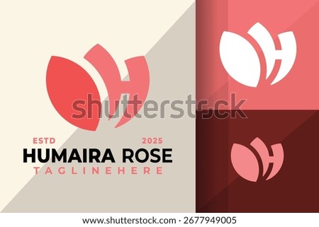 Letter H Rose Flower Logo Icon Vector Design Illustration