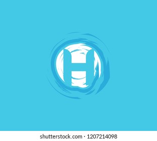 Letter H Rounded Grunge Splash Element Logo Design